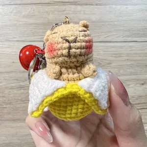Handmade Amigurumi Crochet Capybara & Banana Keychain Bag Charm