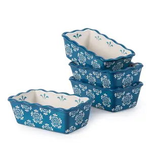 Original Heart Loaf Pan Ceramic Bread Pan 4pcs Mini Loaf Baking Pans Mini Loaf Pans for Baking Bread Nonstick Bread Loaf pan 6inch Meatloaf Pan Baking Pans for Kitchen