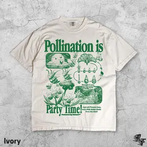 [SALE UP TO 40% ] Bee Pollination Vintage T-Shirt, Retro Insect Flower Graphic Tee, 90s Botanical Science Nature Shirt, Wildflower Garden Biology Plant Gift