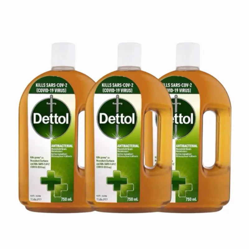 Dettol Antiseptic Disinfectant Liquid (750ml, Pack of 3) - Powerful Home Care Cleaning Solution for Household Surfaces, Room & Kitchen Use, Ideal for Cleaning