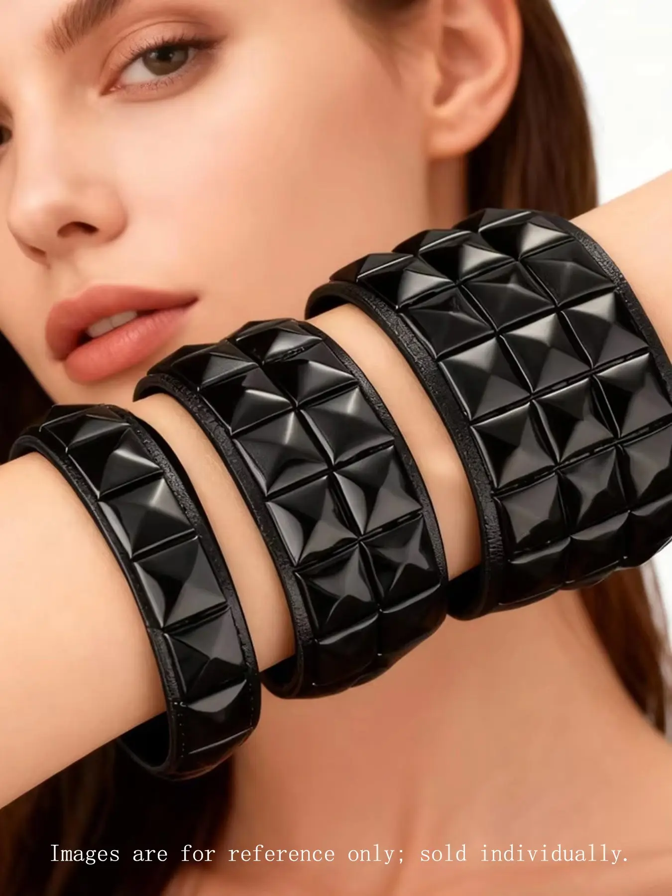 Punk Style Pyramid Stud Leather Bracelet, Dark Geometric Rivet Wide Band Wristband, Unique Streetwear Fashionable Bangles Fashion Accessory, Punk Style Jewelry
