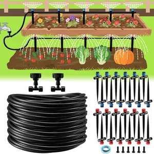118FT Drip Irrigation System,Garden Watering System,Quick-Connect Drip Irrigation Kit for Lawn Raised Bed Greenhouse, Watering System with 1/4'' Drip IrrigationTubing,Drip Emitters,Connectors