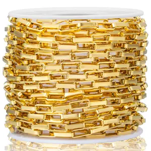 Small Rectangular Box Chain measures 3mm available in Waterproof Gold sold by the Foot - CH 81SS/G