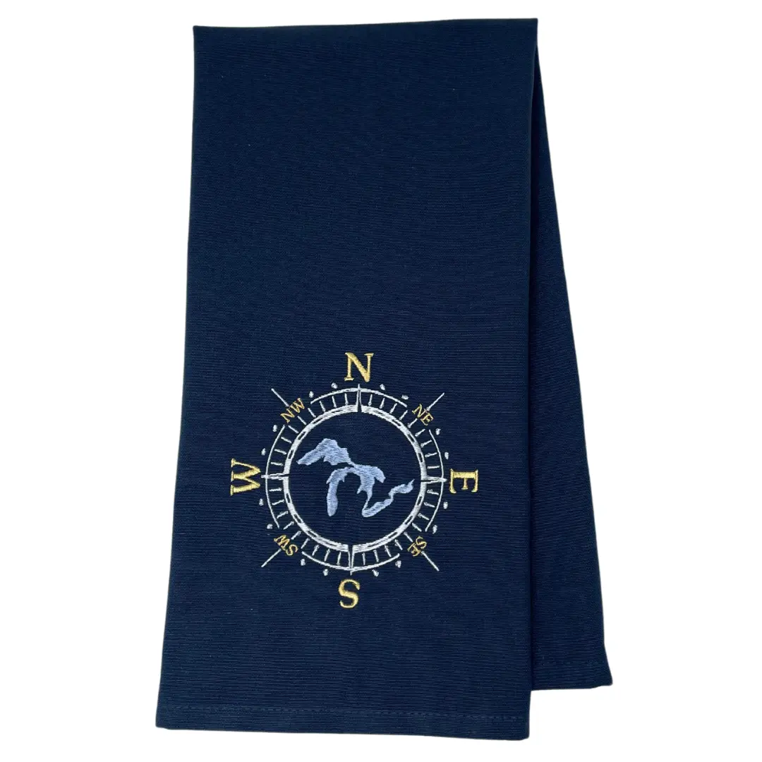 Great Lakes Embroidered Tea Towel