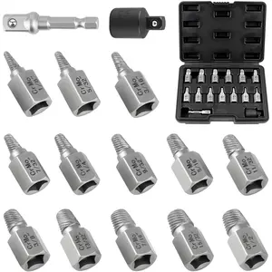 Screw Extractor Set 15-, 3/8" Hex Drive Easy Out Bolt Extractor Kit, Multi-Spline Screw Remover Tool Kit for Stripped, Rounded, Broken, Damaged Screws,  and Nuts