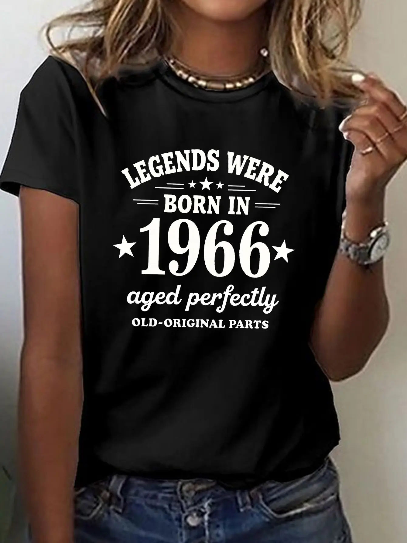 1966 Legends Printed T-Shirt, Short-Sleeved Crew N unisex soft cotton short sleeve t shirt, vintage graphic casual tee for men women teens, perfect birthday holiday gift for camping travel gym daily street casual wear