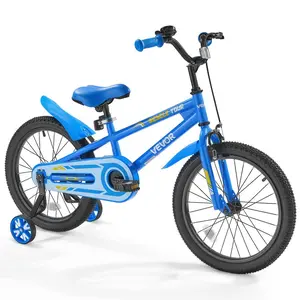 VEVOR Kids Bike, 18 Inches BMX Style Children Bicycle, Rider Height 3.61 ft - 4.59 ft, Training Wheels Included, Sturdy and Easy to Assemble, Toddler Bike for Boys Girls Learning to Ride, Blue