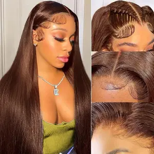 Chocolate Brown Lace Front Wigs Human Hair for Women 13X6 HD Transparent Lace Front Wigs Brazilian Virgin Straight Wig Human Hair Pre Plucked