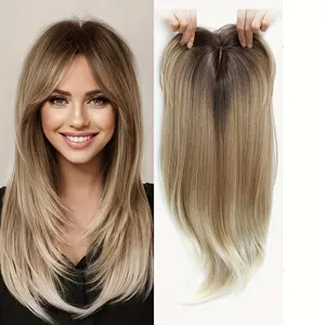 6.5x6.5inch Large Coverage Synthetic Hair Toppers 18Inch Hair Toppers for Women with Thinning Hair Ombre Blonde Wiglets Hair Pieces