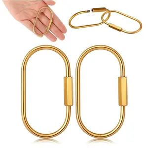 Brass Keychain Ring with Pure Copper Screw Buckle, Hexagonal Design for Men and Women, Simple Car Key Hanging Accessory