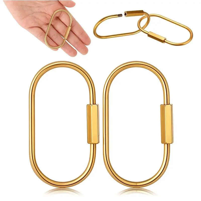 Brass Keychain Ring with Pure Copper Screw Buckle, Hexagonal Design for Men and Women, Unisex Keychain, Simple Car Key Hanging Accessory, Keychain Clip, Keychain Holder