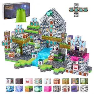 VEVOR Magnetic Blocks, 100 PCS Cemetery Zombies Set, Magnetic Building Cubes for Kids, STEM Montessori Sensory Toys for Christmas Birthday Gift, Construction Stacking Toy for 3+ Years Old Boys Girls