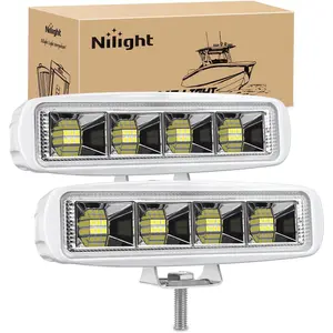 Nilight 2PCS 72W Marine LED Pods Vehicle Accessories - Flush-Mount Aluminum Alloy Waterproof Flood Lights for Night Fishing, T-top Yachts