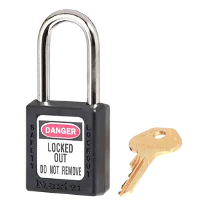 Master Lock 410MKW417BLK Safety Lockout Padlock Keyed Different Black 1-1/2" Aluminum Body