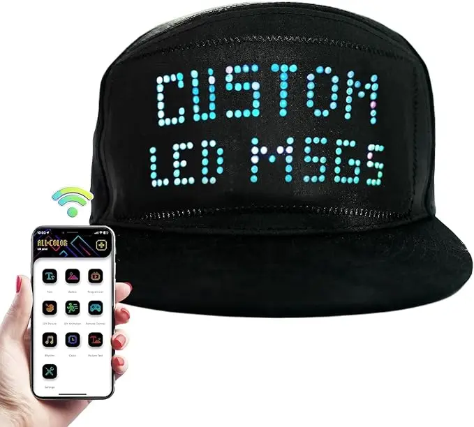 【Summer Vibe】LED Bluetooth Hat, Custom Programmable Scrolling Message Cap, Unisex Light Up Baseball Hat for Party Festival Gifts