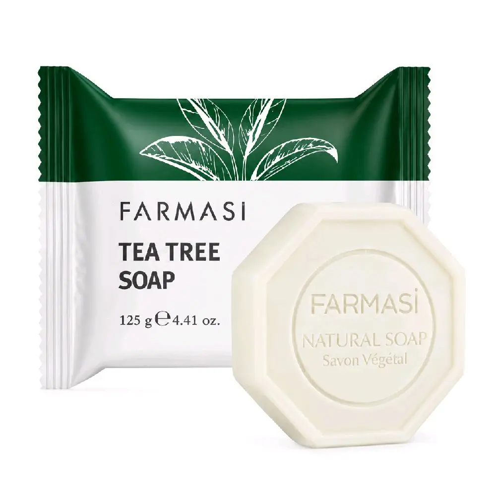Farmasi Tea Tree Soap, Natural Antibacterial Body Soap for Acne-Prone Skin, Gentle Cleansing Bar for Daily Use