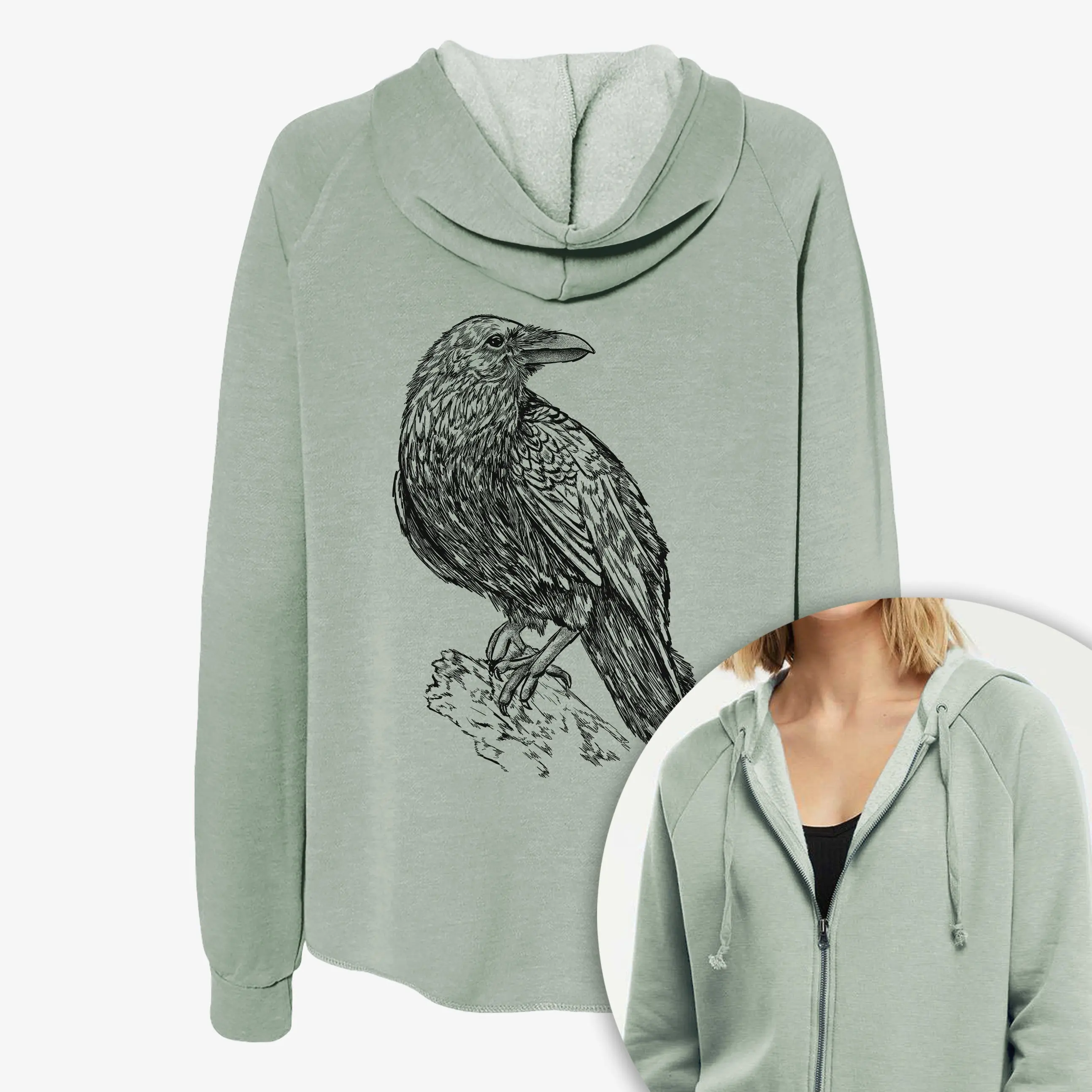 Corvus corax - Common Raven - Women's Cali Wave Zip-Up Sweatshirt
