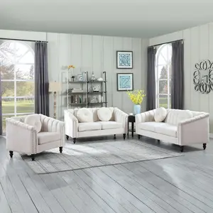 Microfiber 3-Piece Sectional Couch Set Super Soft Easy Clean Living Room Furniture Stain Resistant Family Sofa for Small Space Apartment Decor