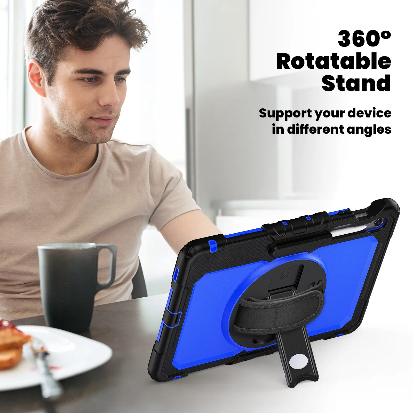 Suitable for the Samsung Tab S10 FE+ 13.1 Inch (SM-X620/X626B) (2025) dedicated protective case, Tablet Accessories, Tablet Casing, Tablet Covers. Features include a wrist strap, a rotatable stand, an adjustable wristband, and a drop protection cover.