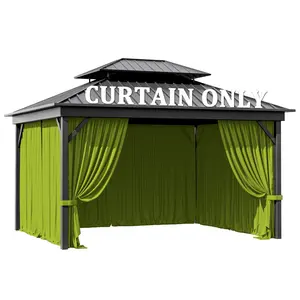 Curtains Only – 10x12 FT Outdoor Gazebo Replacement Curtains, Waterproof, 4-Panel Privacy Sidewalls with Hanging Rings & Double Zipper, Frame Not Included, Patio Backyard