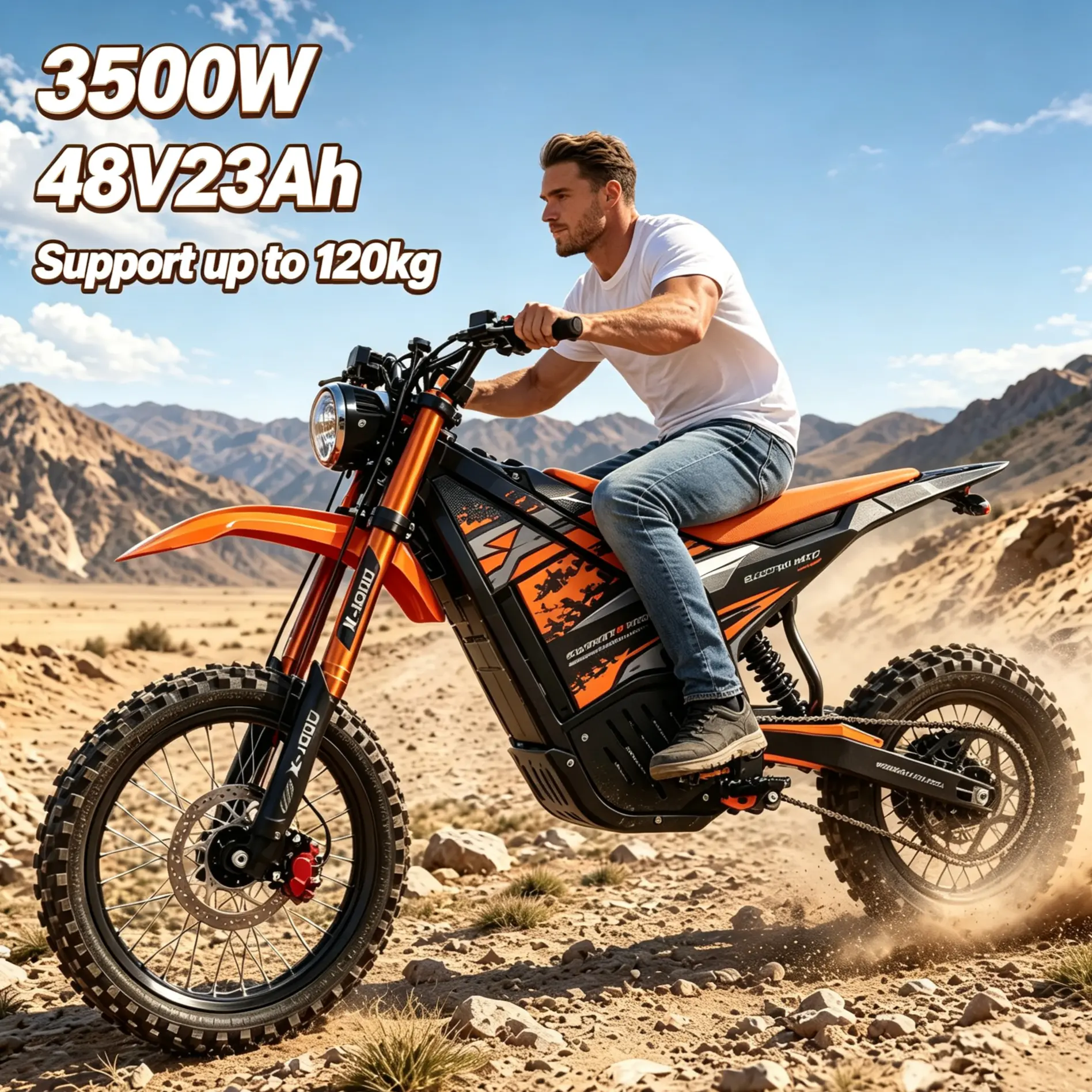 3500w Electric Dirt Bike for Adults & Teens, Powerful Mid Drive Motor, Long Range 48V Battery, Off-Road Adventure E-Bike