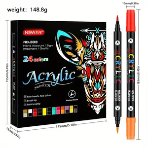 24/48/72Colors Acrylic Paint Markers Pen, Dual Tip Acrylic Paint Markers with Brush And Fine Tips for Adults, Wood, Stone, Rock Painting, Glass, Ceramic Surfaces, DIY Crafts Making.School supplies