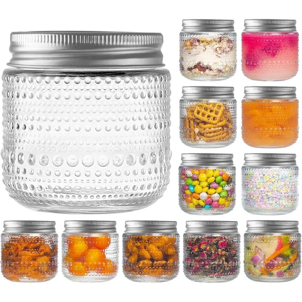 Bandesun 8 oz Regular Mouth Mason Jars (12 Pcs) with Airtight Lids & Seal Bands, Transparent Kitchen Glass Food Containers for Jam, Meal Prep, DIY Candy Jars, Includes Glass Spice Storage Jars