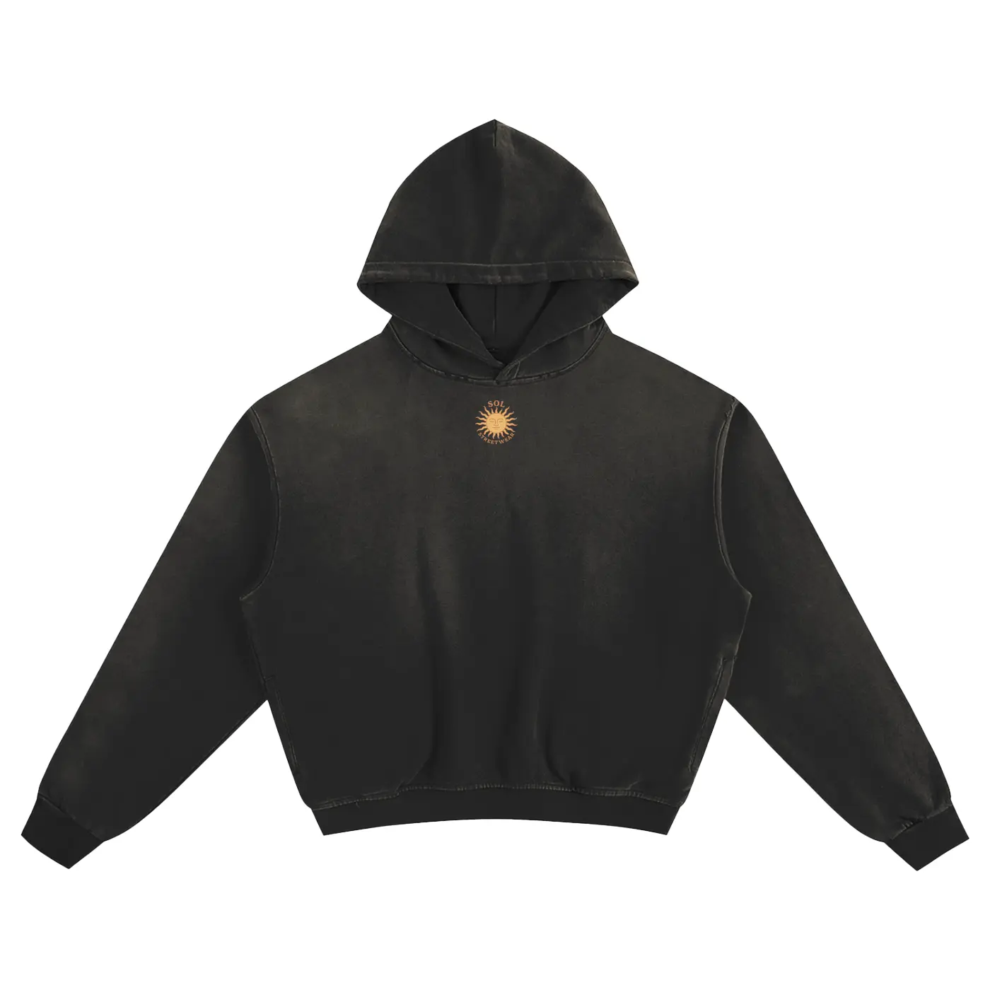 Sunfade Boxy Graphic Hoodie - Unisex Cotton Sweatshirt, Cropped Fit, Vintage Style, Ideal for Women's Wear