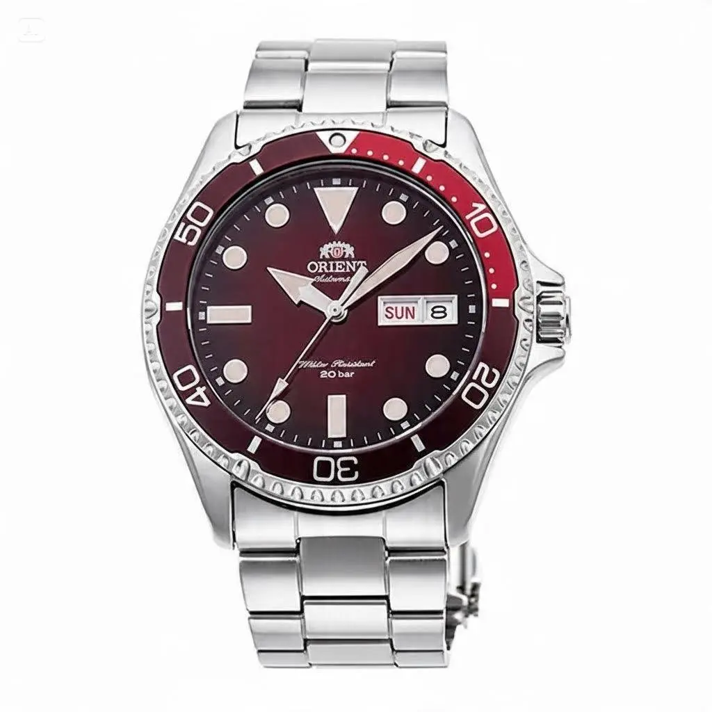 Orient Kamasu Men’s Automatic Dive Watch, 200M/20BAR Water Resistant, Pepsi Rotating Bezel, Day Date Display, Luminous Markers, Stainless Steel Bracelet, Multiple Dial Colors, Professional Diver Mechanical Wristwatch, Gift For Divers & Watch Collectors