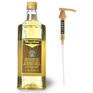 Starbucks Hazelnut Syrup 1 Liter with DIY Barista Syrup Pump