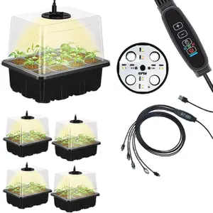 CANNABMALL Seedling Starter Trays 5 Packs Seed Starter Tray with Grow Light