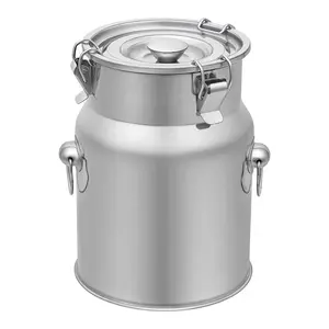 1.32 Gallon 201 Stainless Steel Sealed Bucket with Locking Lid & Silicone Seal, Leakproof Airtight Storage Container for Milk Juice Oil Rice Grains, Home Kitchen Restaurant Use