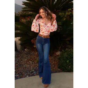 Fiona High Waisted Bell Bottom Flare Jeans (Size Up) - Medium Wash Denim