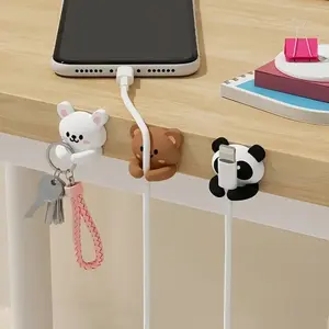 Cute Animal Cable Clips Set, PVC Cord Organizer Wire Organizer with Protective Cover, Charging Cable Stand Desk Accessory for Desktop and Bedside Table