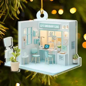 Petthouse | Personalized Sonography Clinic 2d Flat Christmas Ornament, Ultrasound Scanner, Sonographer Gift, Medical