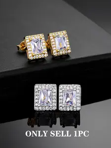 ICED CHICS Square Hip-hop cubic zirconia stud earrings, suitable for both men and women, are perfect for gifting, dates, parties, and street casual style earrings Thick Studs