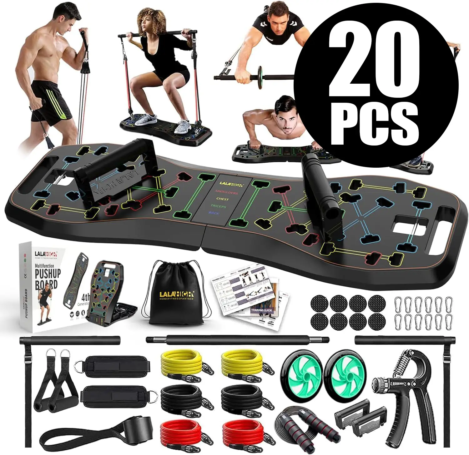 LALAHIGH Portable Home Gym System: Push-Up Board, Strengthen Abs, Create Broad Shoulders, Build Strength, Ideal for Men's Fitness Needs