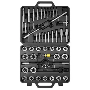 【fathersdaygift】VEVOR Tap and Die Set,51-Piece Metric Sizes M6 to M24with Coarse and Fine Thread Taps and DiesWrenchCarrying Case and Complete AccessoriesBearing Steelfor Threading and Rethreading Threads