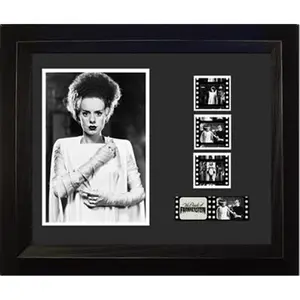 212 MAIN Bride Of Frankenstein E. Lanchester Special Edition Authentic Film Cell Frame - 11x13in Rectangular Handcrafted Wooden Wall Decor, Double Mounted, with Film Clips, Authentic Certificate & Photo Element
