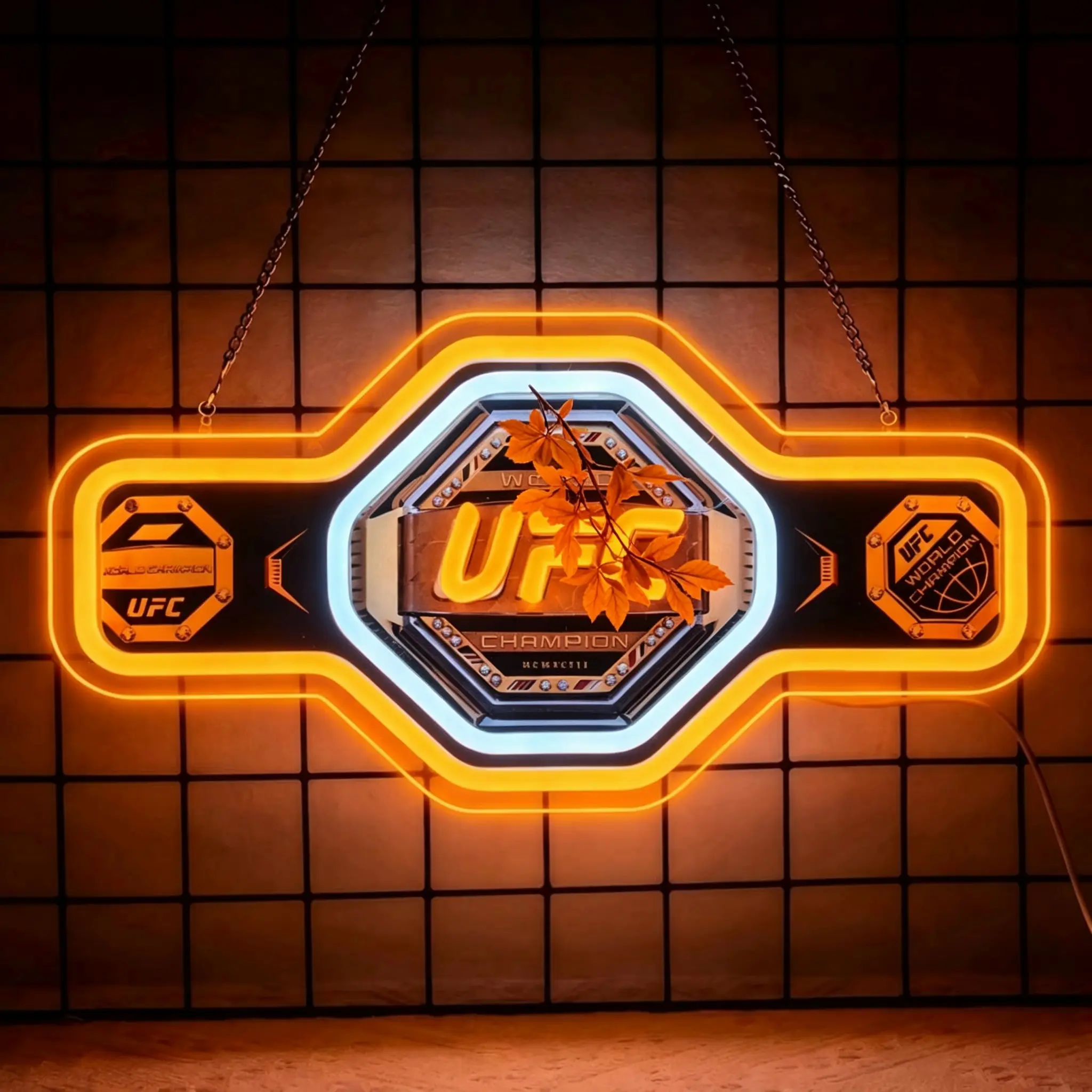 Belt Neon Sign LED Wrestling Neon Sign for Gaming Bedrooms, Match Parties, Sports Fan Gifts, Wrestling Gifts, Sports Themed Lighting, Gym Decor and Man Cave Father's Day gift