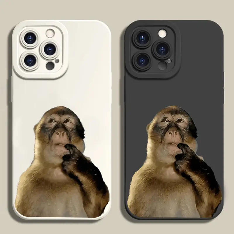 Cute Monkey Pattern Phone Case , TPU Soft Silicone , Fully Protected and Shockproof For iPhone 17 16 15 Pro Max 14 13 12 11 X Plus Air 17e Mini Funny MEME
