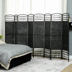 Freestanding Privacy Screen 8 Panel Room Partition Opens To 126 Inches Wide For Large Spaces Or Dorms Folding Room Divider For Home Office Or Living Room