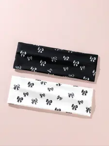 Women's Bow Headbands, Wide Knotted Design, Stretchy Turban Style, Multifunctional Sweatband for Sports & Daily Use