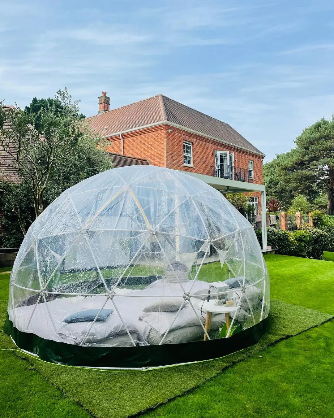 12FT Large Adjustable Dome Greenhouse for Gardening, Snap-Together Easy-Setup High Light Transmission PVC Plant Canopy, Backyard Microclimate Weather Pod to Extend Your Growing Season