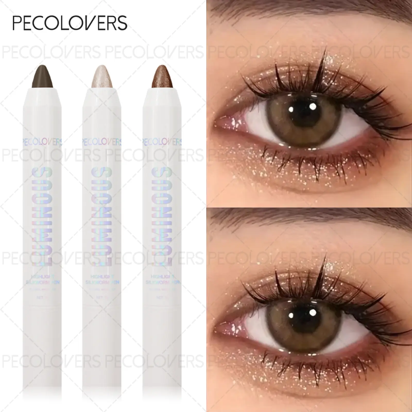 1PC Shimmering Highlighter Pens，Highlight White Eye Shadow Stick, Natural Contour Pen