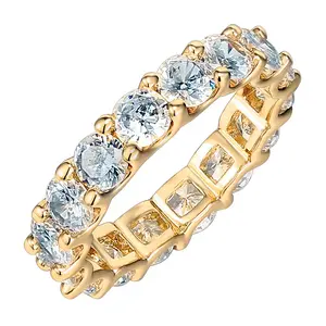 PAVOI 14K Gold Plated Cubic Zirconia Love Rings - 4mm Stackable for Women