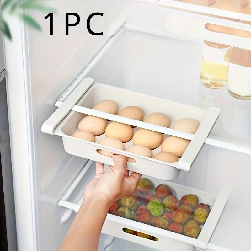 1PC Hanging RV Kitchen Organizer, Refrigerator Egg Fruit Storage Box Drawer Type Food Crisper Box Kitchen Accessories Refrigerator Organizer Shelf