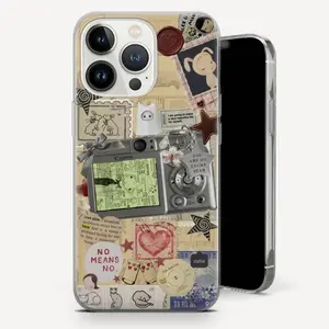 Japanese Y2K Collage Phone Case, Clear Scrapbook Phone Case For iPhone 17 Air X 11 12 13 14 15 16 Plus Pro Max & Samsung S Series