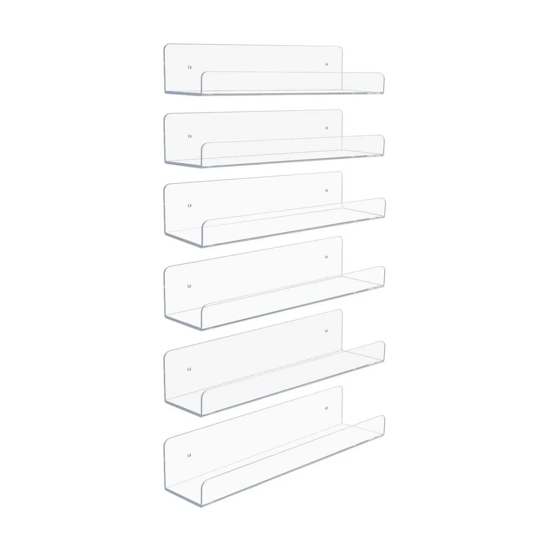 Sorbus Acrylic Floating Wide Shelves, 6-Pack