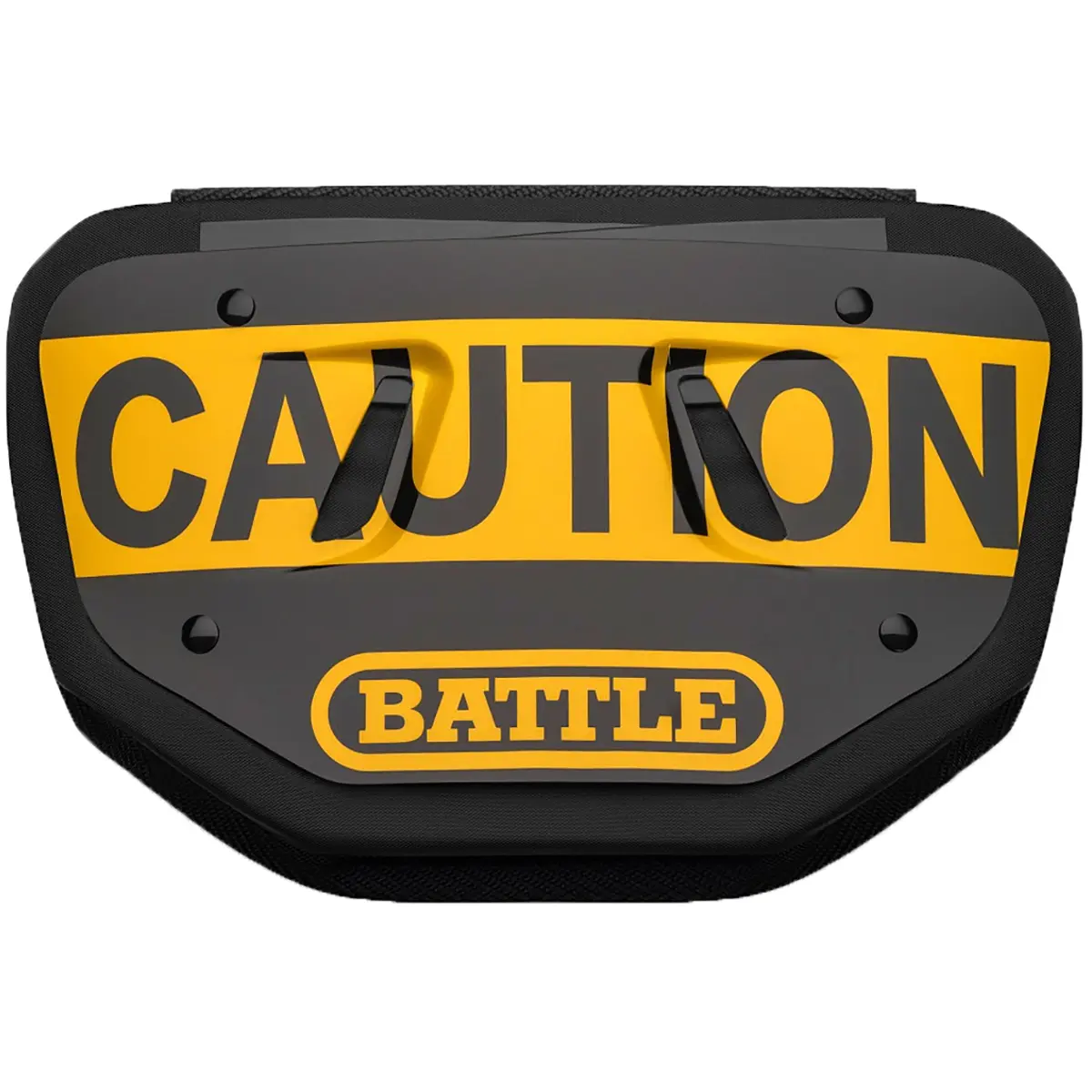 Battle Sports Caution Chrome Football Back Plate for Adults and Youth with Curved Design for Exceptional Protection, Chrome Finish, Hardware Included, High Gloss Finish